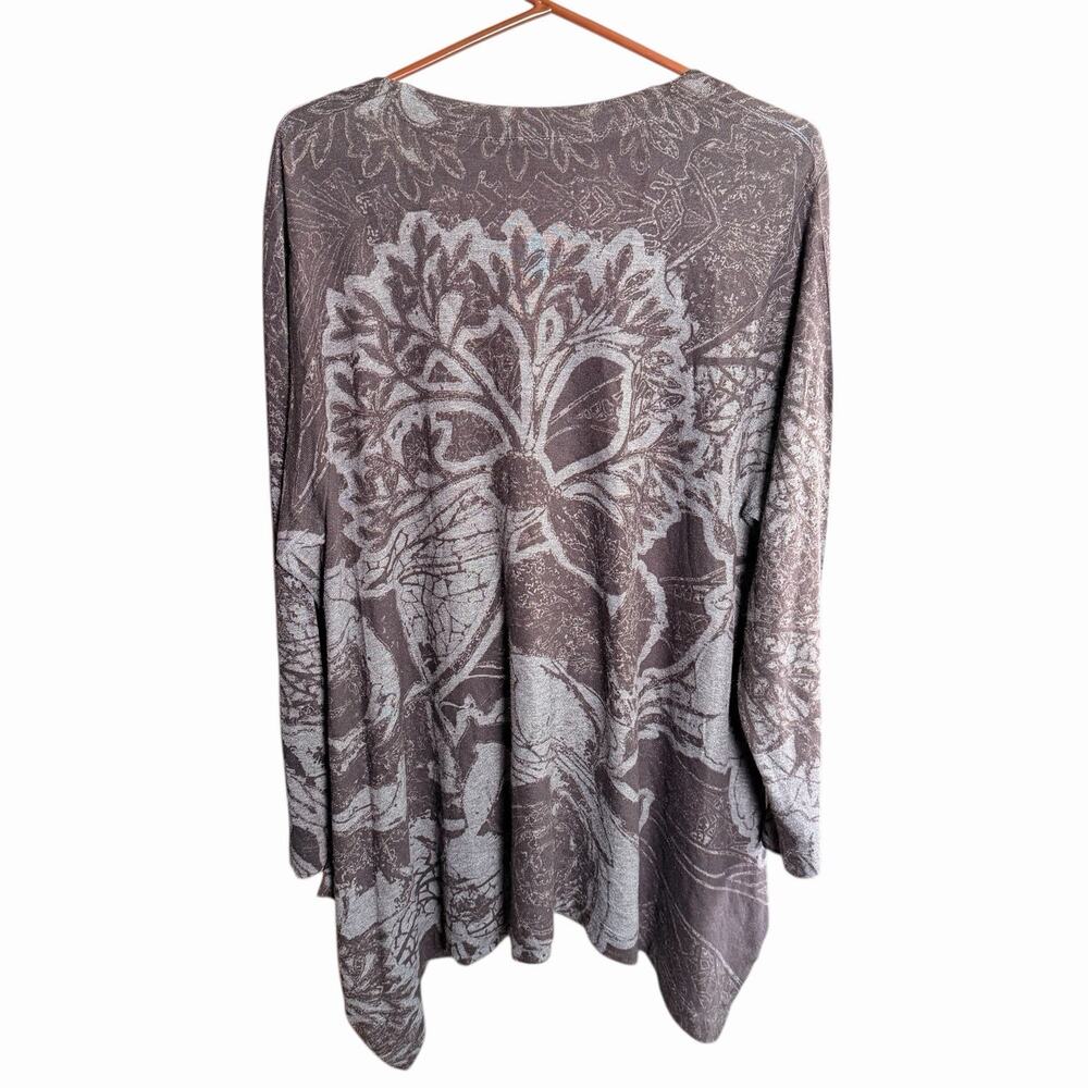 Soft Surroundings Renaissance Tunic Top Gray Floral Lagenlook Hanky Hem 2XL XXL - Picture 3 of 9